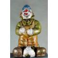 Clown Figurine -  Holding A soccer Ball Between His Feet - BID NOW