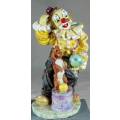 Large Clown Figurine - Performing with a  Dog and Ball - BID NOW