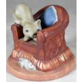 Cat and Mouse on a Large Chair Figurine - Beautiful!!! BID NOW!!!!