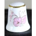 Collectible Thimble - Reutter -  W Germany - Pink Flowers - Act Fast!! Bid Now!!!