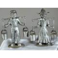 Miniature - Pewter Boy & Girl Carrying Water - Act Fast!!! -BID NOW!!!