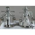 Miniature - Pewter Boy & Girl Carrying Water - Act Fast!!! -BID NOW!!!