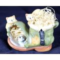 Shoe Ornament with 2 Cats and Mouse - Act Fast!! Bid Now!!