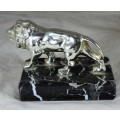 Paperweight Silver Plated Lion on Marble Bus - Act Fast!!! -BID NOW!!!