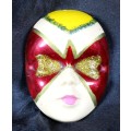 Miniature Ceramic Mask Sculpture (Red) - Bid Now!!!