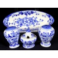 Condiment Set - Blue and White Flower - 3 Piece on Tray - RVS Holland - Bid Now!!!