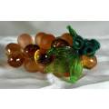 Amber Clear and Orange Frosted Glass Grapes - Bid Now!!!