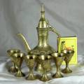 Brass Turkish Style Tea Pot with 6 Cups - Bid Now!!!