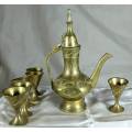 Brass Turkish Style Tea Pot with 6 Cups - Bid Now!!!