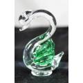 Glass Swan - Green - Bid Now!!!