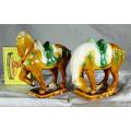 Pair of Chinese Style Horses with Satchel - Bid Now!!!