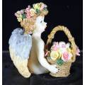 Cherub with Flower Crown & Basket of Roses - Bid Now!!!
