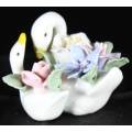 Two Swans With Flowers - Bid Now!!!