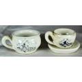 Miniature Porcelain Blue & White Cup, Saucer & Mug  - Bid Now!!!