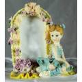 Photo Frame with Little Girl & Flowers - Act Fast - BID NOW!!!