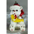 Santa Bear with Fish - Min Christmas Ornament - Bid Now!