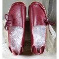Burgundy Moccasin Style Shoe - Small Size 6 - Bid Now!
