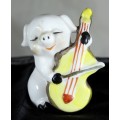 Vintage Porcelain Miniature Musician Pig - Playing the Cello - BID NOW!!!