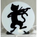 Matte Black Cat - Playing Violin - Tealight - BID NOW!!!