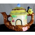Small Character Teapot with Bird and Bungalow - Low Price!! - Bid Now!!!