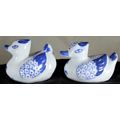 Pair of Salt & Pepper Duck Shakers - Blue & White - Low Price!! - Bid Now!!!