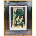 Carl Buchner, "The Clown", mixed media, on paper onto board, signed, size 35cm x 45cm, framed