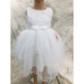 white flower girl  party chiffon dress white belt