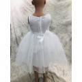 white flower girl  party chiffon dress white belt