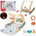 2 in 1 Toy Baby Push Stroller with Musical Activity Center Floor Mat Early Educational Toy Gift-Grey