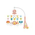 Baby Cot Mobile with Music and Light, Baby Mobile with 360°Rotating Rattles and Music Box-Pink