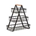 Fruit Storage Baskets Stand With Handle - 3-Layer