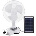 Solar Rechargable Fan 12`, LED Lamp, 3W Solar Panel, USB Output.