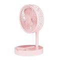 Desk and Table Portable Folding Fan, USB Rechargeable Battery with light - PINK