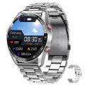 2023 Men/Women Smart Watch Waterproof Smart Watch Bluetooth Steel Strap - Silver