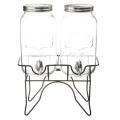 Double Glass Beverage Dispenser With Stand - ROSE GOLD STAND COLOUR