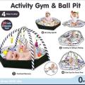 4 in 1 Newborn Baby Activity Gym Play Mat And Ball Pit - Black/White