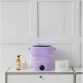 Small Portable Foldable Washing Machine With Rotary Dryer - Purple