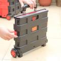 Folding Plastic Book With Wheels Double-Wheel Shopping Cart For Storage
