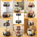 2 Tier Lazy Susan Organizer Metal Steel, Turntable Organizer for Table