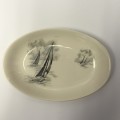 1950's Johnson Bros. Black and White Sailboats Plate Made in England