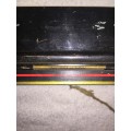 VINTAGE BLACK TIN MONEY BOX CASH TIN BY BURNETT LTD LONDON