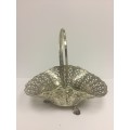 Small Candy Basket, Vintage Quist German Silver Plate Candy Dish, Silverplate Filigree Candy Bowl