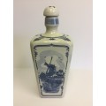 Delft Blue Empty Liquor Bottle Decanter With cork. Windmill Holland
