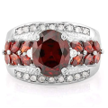 6.13 Gram Elegant 1.65cts Created Ruby and 20 Created Diamond Ring in 925 Sterling Silver