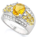 6.13 Gram Elegant 1.65cts Created Citrine and 20 Created Diamond Ring in 925 Sterling Silver