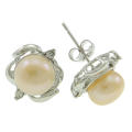 KAVANAGHS - Sparkling WHITE Genuine 9mm Cultured Pearl Earrings.