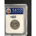 1994 South Africa R5 Coin Graded AU Details Weak Strike Inauguration