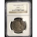 1954 South Africa Union 2.5 Shilling Coin Graded PF 65