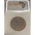 1893 ZAR 1 Penny Graded AU Details Corrosion Coin