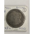 1901 Silver Morgan Dollar US  Coin